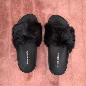 Steve Madden Fuzzy Slides
